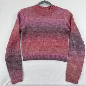 NIA Womens Samira‎ Pullover Sweater Size L Pink Purple Ombre Knit Crew Neck